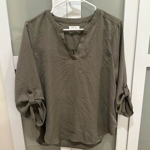 Maurices Olive Roll-Up Sleeve Blouse